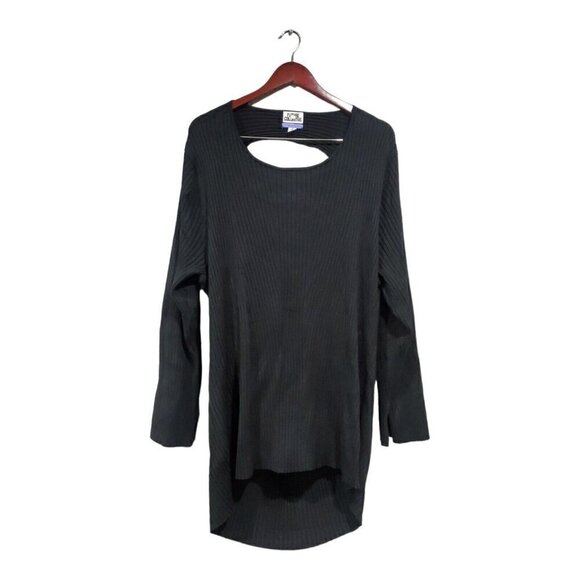 Future Collective Plus Size Black Long-Sleeved Ribbed Top Back Cut-outs Sz 4X - Picture 1 of 16